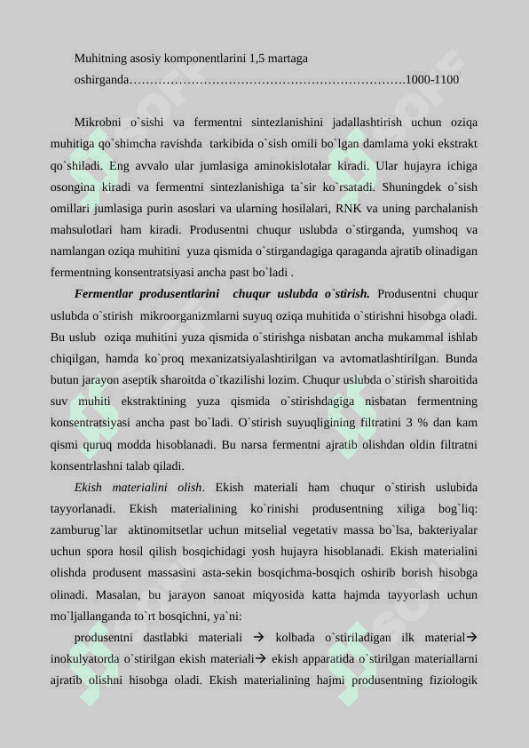 fermentlarni mikrobiologik sintez yoli bilan ajratib olish m.ish 6