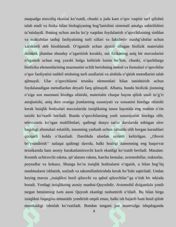 Fizika darslarida o’quvchilarning ijtimoiy bilimini takomillashtirish 8