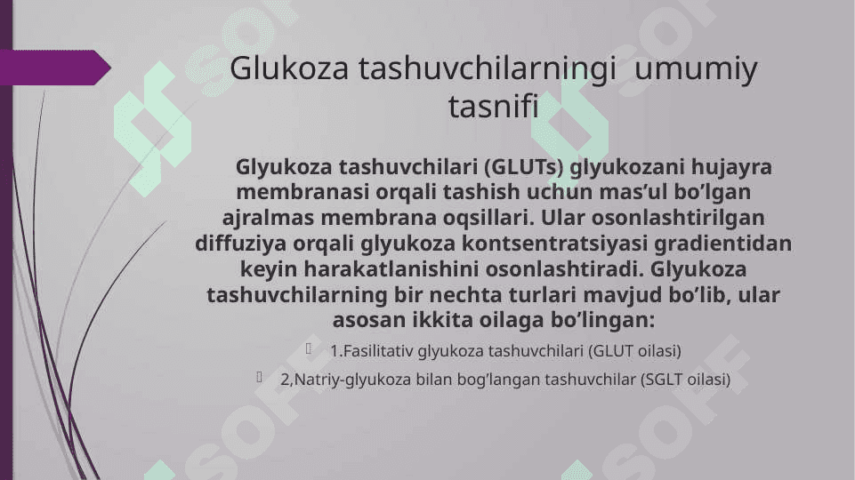 Glukoza tashuvchilarining tuzilishi spisifikligi va klinik ahamiyati 2