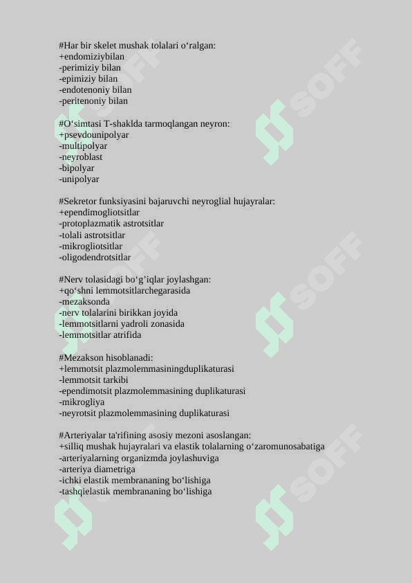 gistalogiya test javobli 5