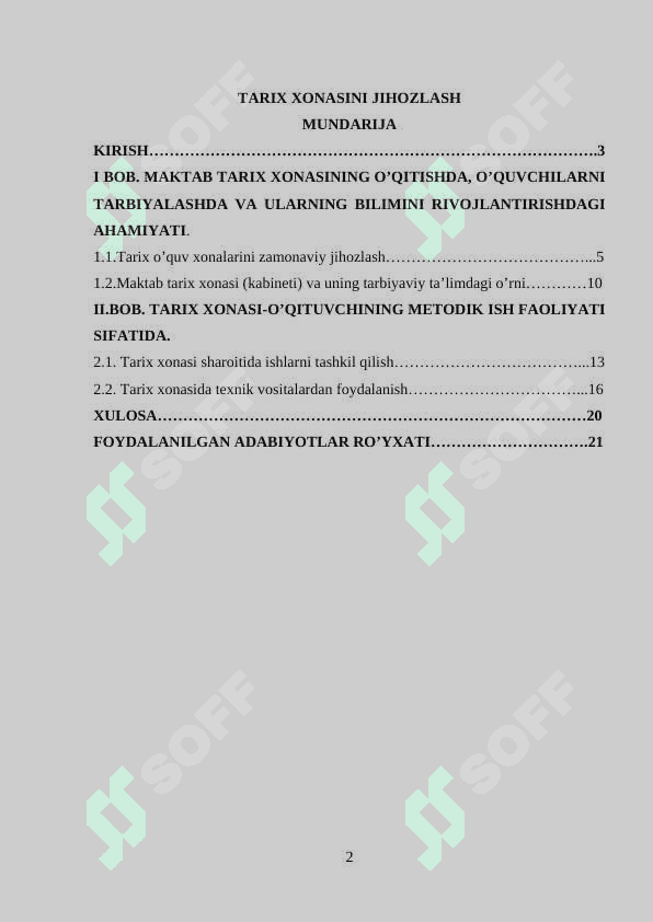 TARIX XONASINI JIHOZLASH 2