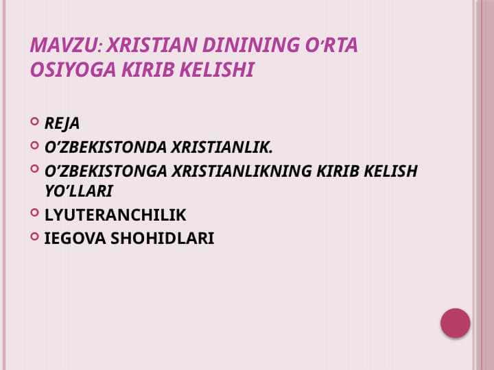 xristianlikning o'rta osiyoga kirib kelishi