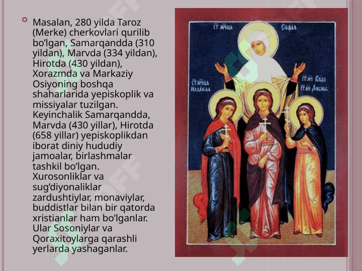 xristianlikning o'rta osiyoga kirib kelishi 4