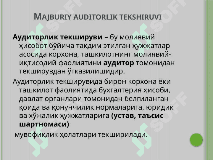 Auditorlik faoliyatining tashkiliy asoslari 2