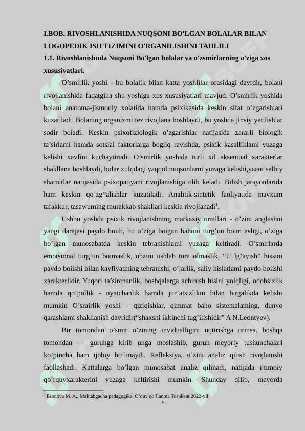 Rivojlanishida nuqsoni bo’lgan bolalar va o’smirlar bilan  kompleks logopedik ish tashkil qilish jarayonida psixoterapiya va psixokorrksiya usullarini qo’llash 5