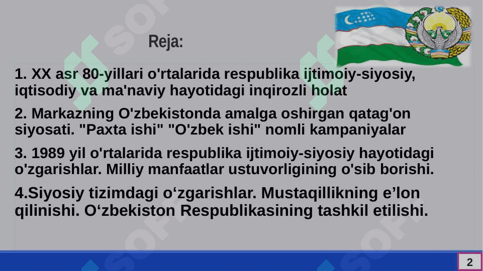 Mustaqillikka erishish arafasida O’zbekistondagi  ijtimoiy-siyosiy jarayonlar. 2