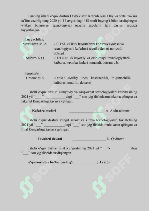 TIKUV BUYUMLARINI ISHLAB CHIQARISH JIHOZLARI 2