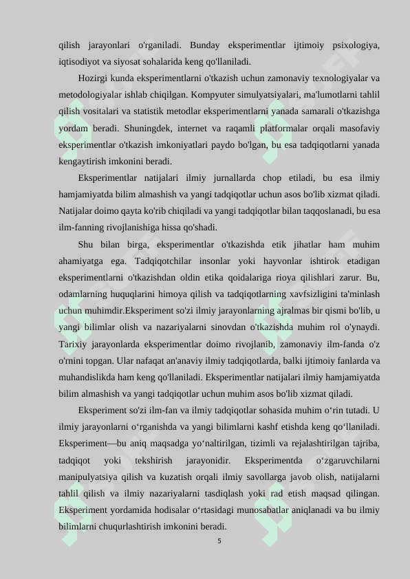 Eksperiment ilmiy tadqiqot metodi. 5