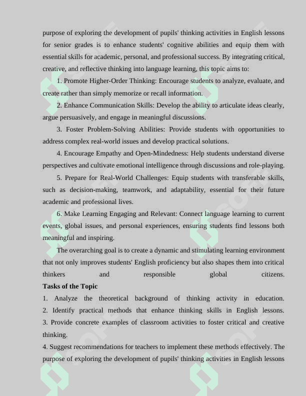DEVELOPMENT OF PUPILS' THINKING ACTIVITY IN ENGLISH LESSONS IN SENIOR GRADES 3