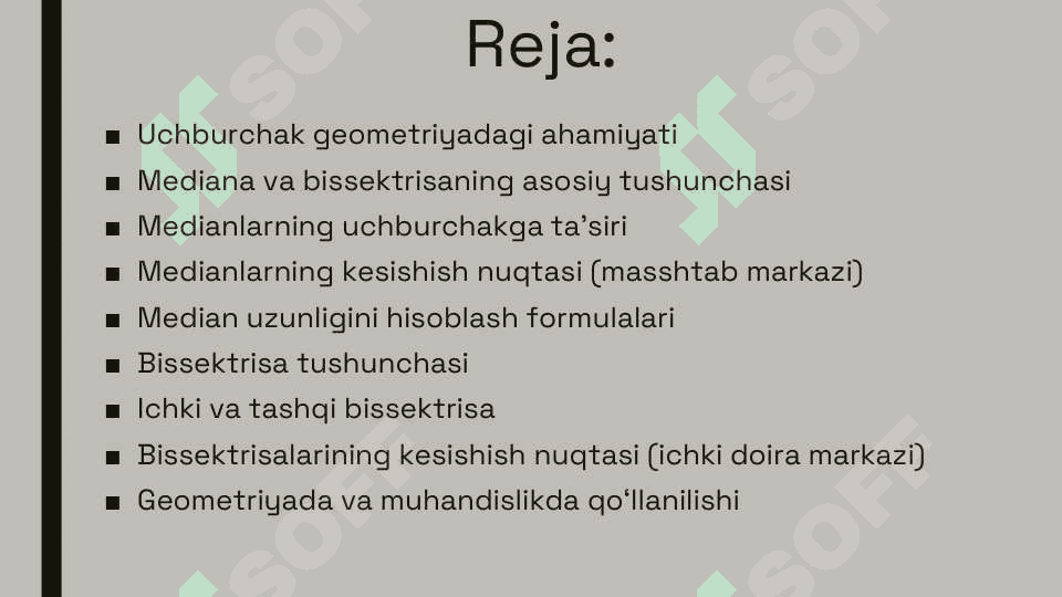 Uchburchak medianasi va bissektrisasi 2