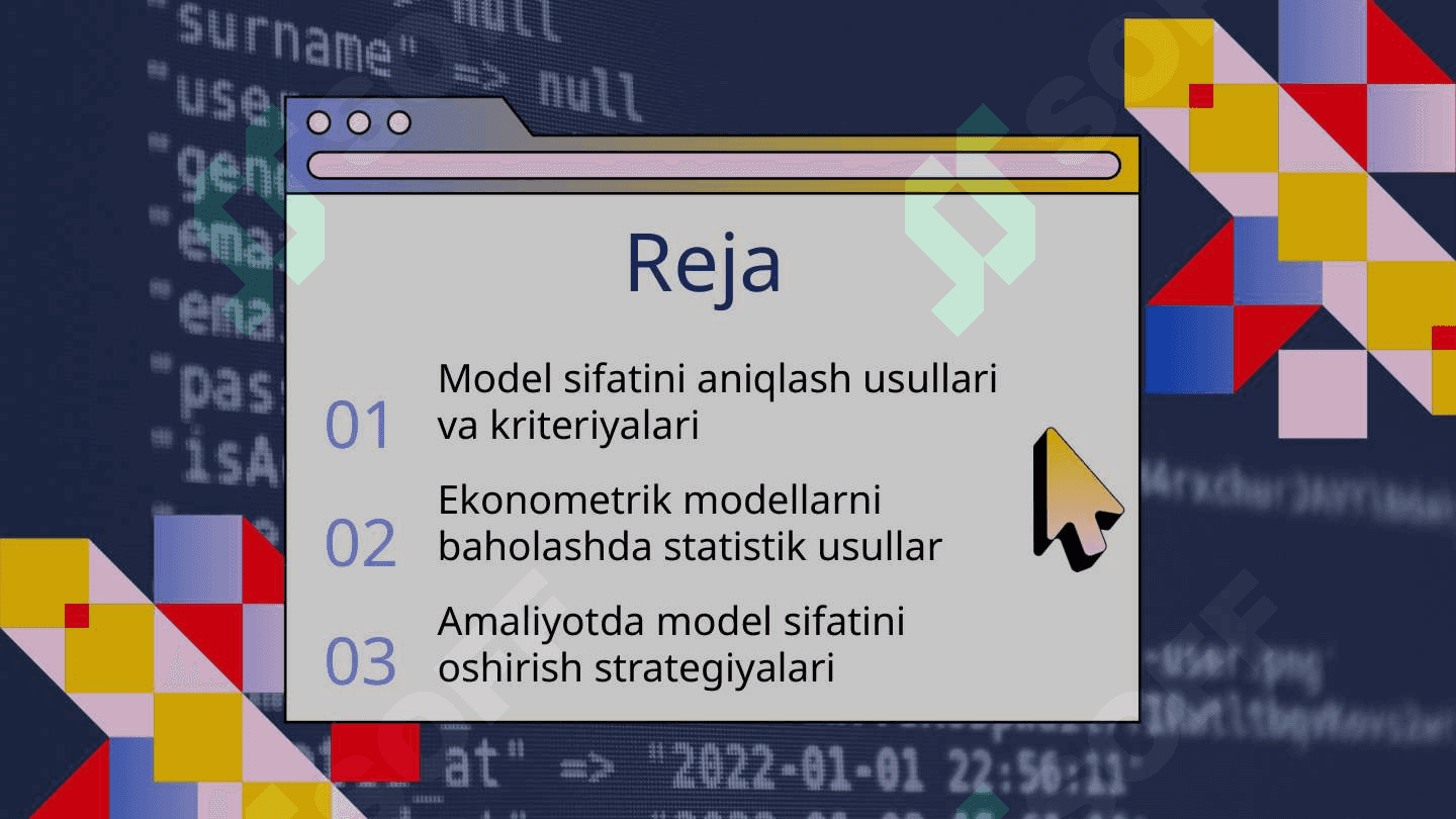 Ekonometrika modellarini sifatini umumiy baholash 2