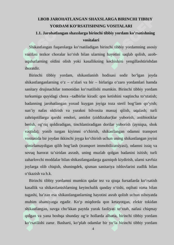 Jarohatlanganda va baxtsiz hodisalarda birinchi tibbiy yordam ko’rsatish qoidalari. 4