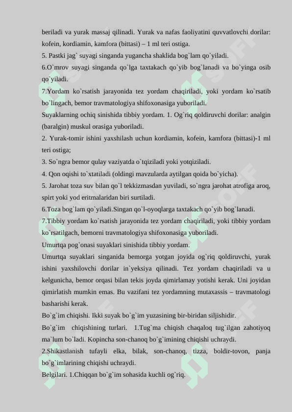 Suyaklarning ochiq va yopiq sinishilari 6