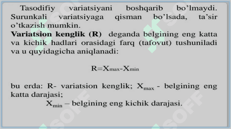 Variatsiyani baholash va dispersion tahlil asoslari 4