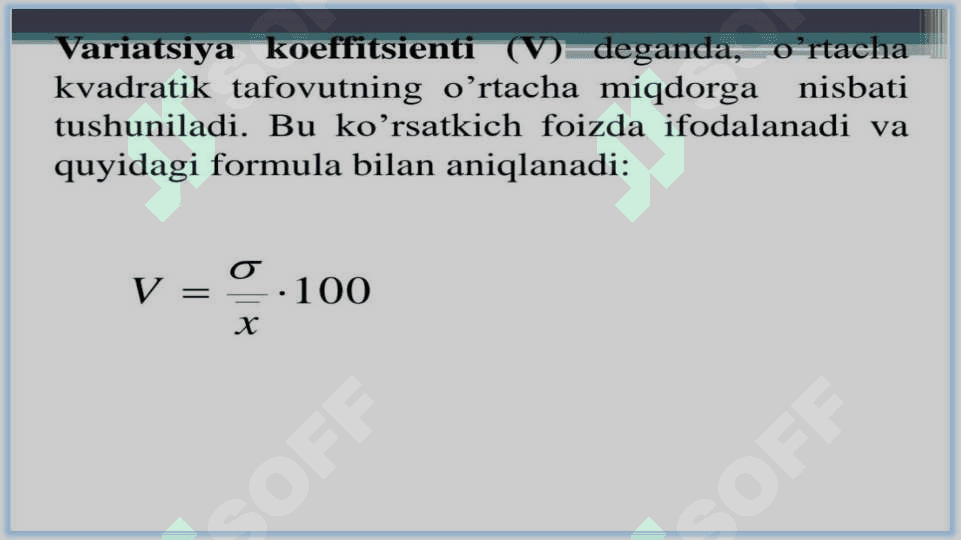Variatsiyani baholash va dispersion tahlil asoslari 8