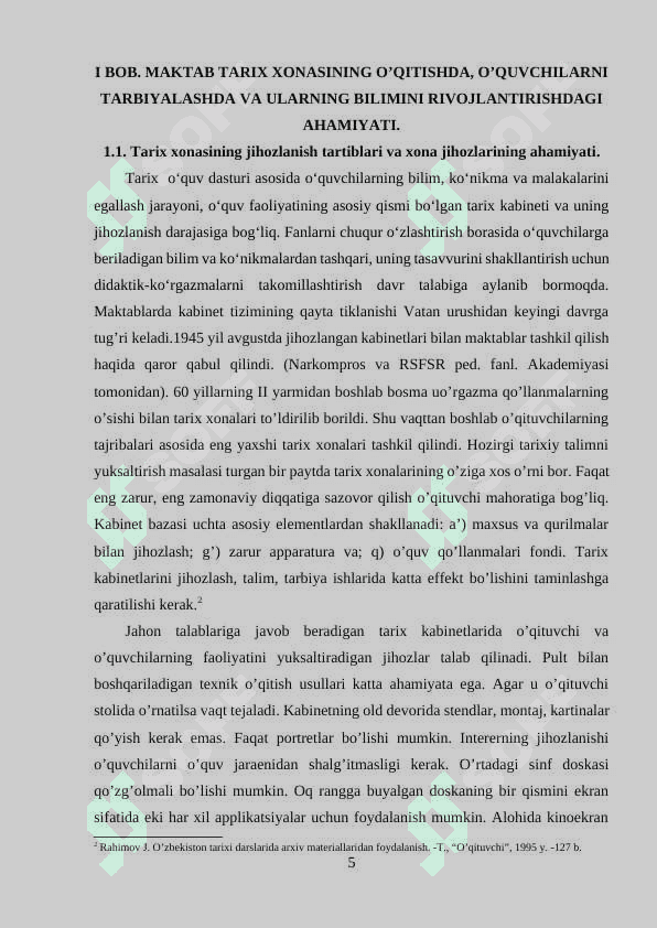 Maktab tarix xonasi va uning tarbiyaviy ta’limdagi o’rni 5