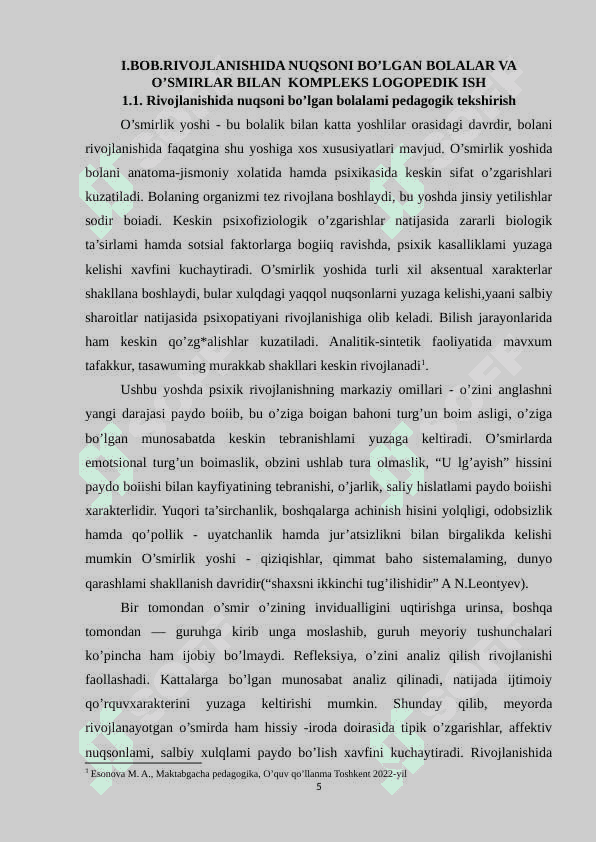Rivojlanishida nuqsoni bo’lgan bolalar va o’smirlar bilan  kompleks logopedik ish tashkil qilish jarayonida psixoterapiya va psixokorrksiya usullarini qo’llash 5