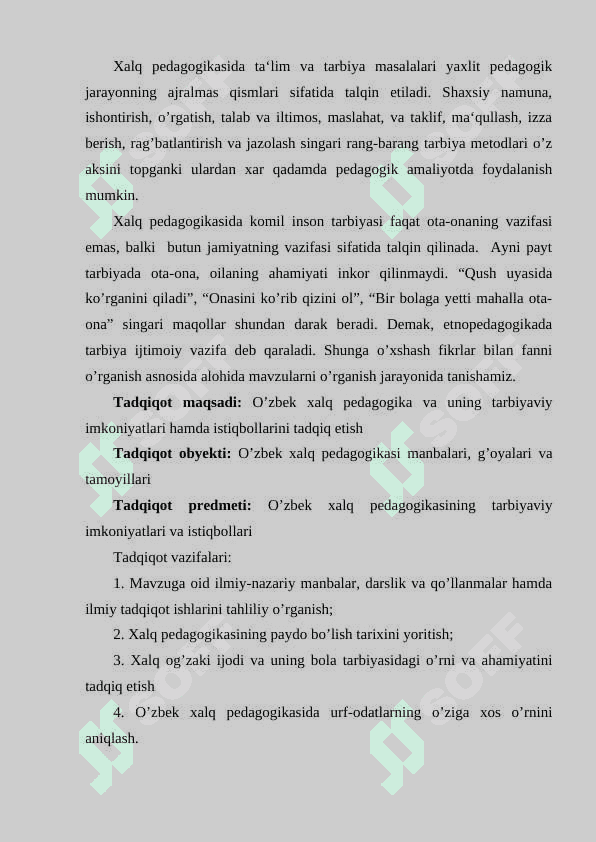 O’zbek xalq pedagogikasining imkoniyatlari va istiqbollariO’zbek xalq pedagogikasining imkoniyatlari va istiqbollari 3