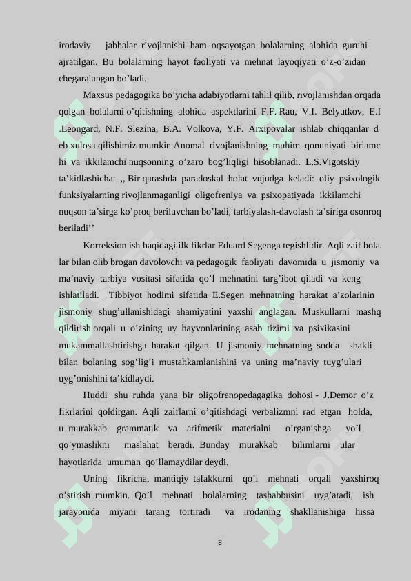 Rivojlanishda mujassam nuqsonlarning tarqalganligi haqida 8