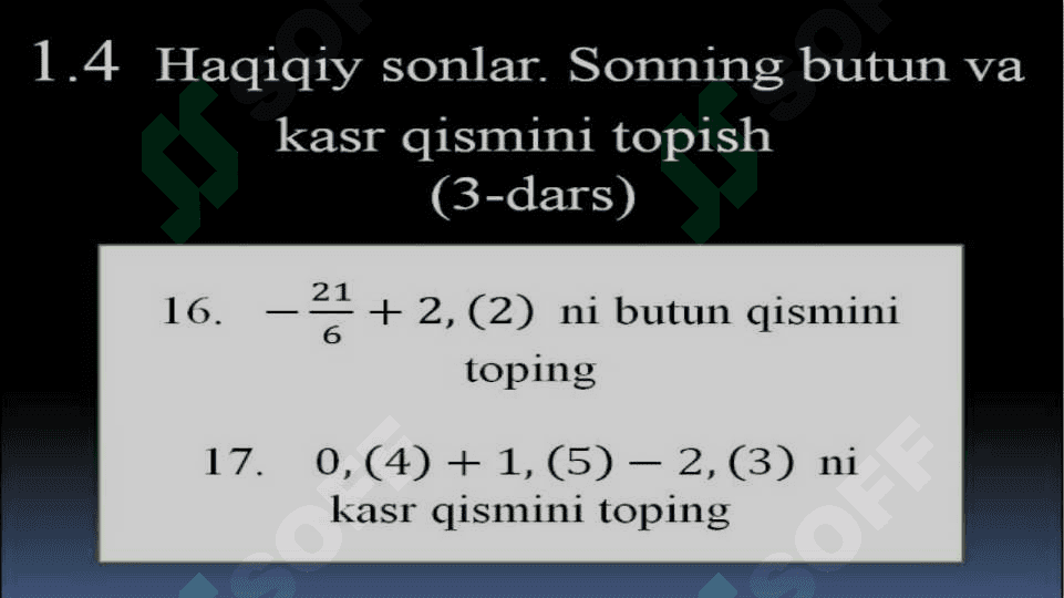 Haqiqiy sonlar ustida arifmetik amallar. Qo'shish qonunlari. 5