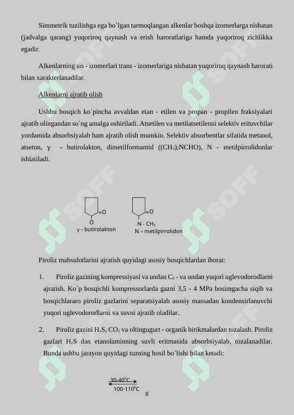 Propilen oksidini gidratlash jarayonini o’rganish 8