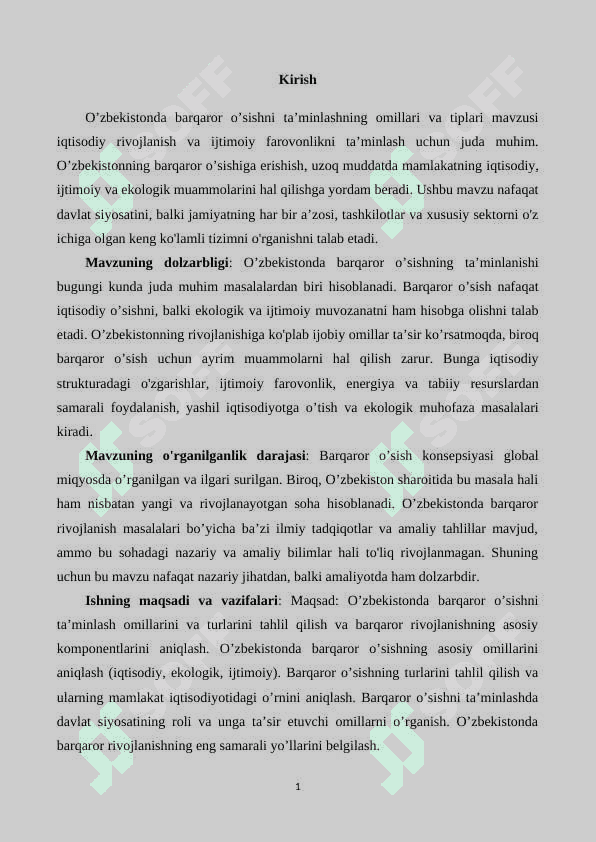 O'ZBEKISTONDA BARQAROR O'SISHNI TA'MINLASHNING OMILLARI VA UNING DAVLAT IQTISODIYOTIDAGI AHAMIYATI 2