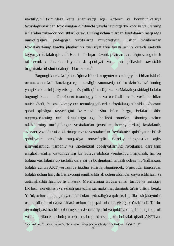 Maktablarda ommaviy axborot vositalaridan foydalanish. 7
