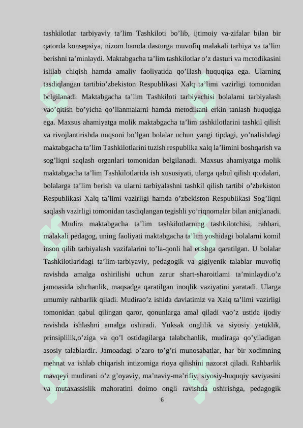 Direktorning ma’muriy xo’jalik faoliyatga rahbarlik qilishi 6