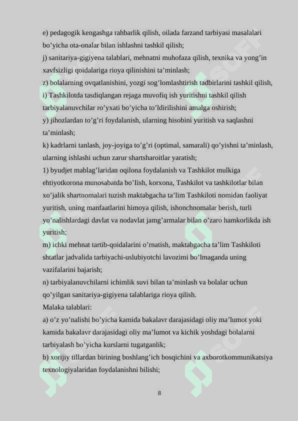 Direktorning ma’muriy xo’jalik faoliyatga rahbarlik qilishi 8