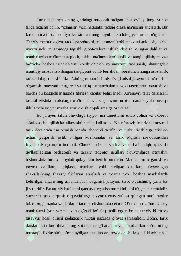 O’zbekiston tarixi o’qitishning ta’limiy va tarbiyaviy maqsadi 7