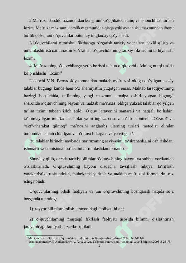 O’QITUVCHINING DARSGA TAYYORGARLIK BOSQICHLARI 7