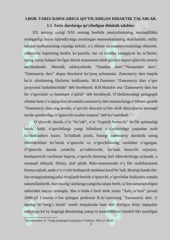 TARIX DARSLARIGA QO’YILADIGAN DIDAKTIK TALABLAR 5