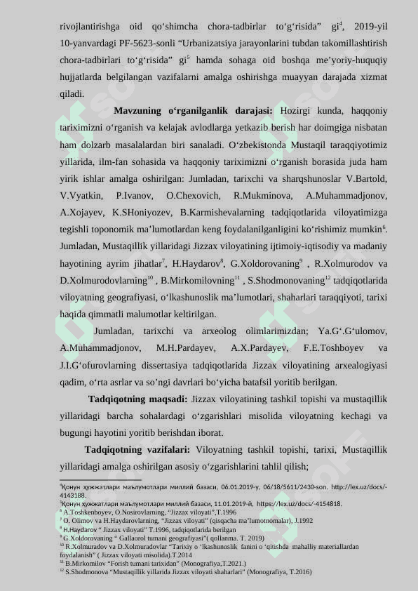 Jizzаx Vilоyаtining tаshkil tоpishi vа mustаqillik yillаridаgi о’zgаrishlаr tаrixidаn 7