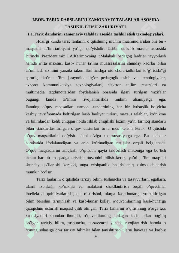 Zamonaviy tarix darsi va unga qo’yilgan talablar 6