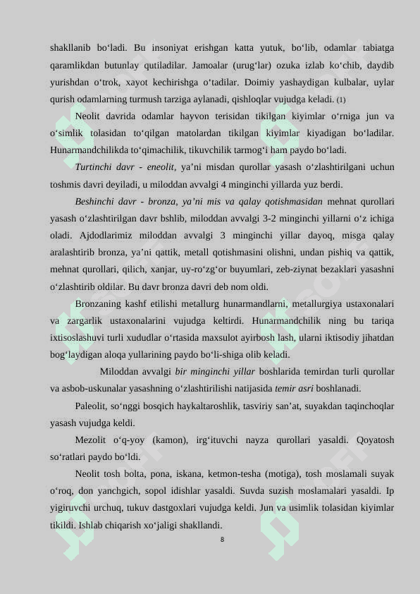 TEXNOLOGIYА TА’LIMI DАRSLАRIDА GАZLАMАGА ISHLOV BERISH GА АSOSLАNGАN MILLIY XАLQ HUNАRMАNDCHILIGIGА OID KO’NIK MА VА MАLАKАLАRNI SHАKLLАNTIRISH 8