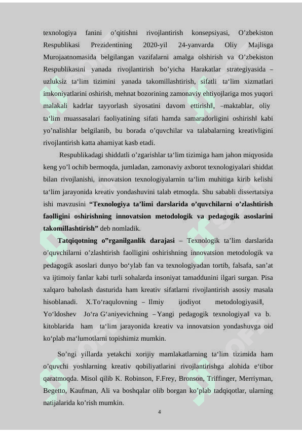 Texnologiyа tа’limi dаrslаridа o’quvchilаrni o’zlаshtirish fаolligini oshirishning innovаtsion metodologik vа pedаgogik аsoslаrini tаkomillаshtirish 4