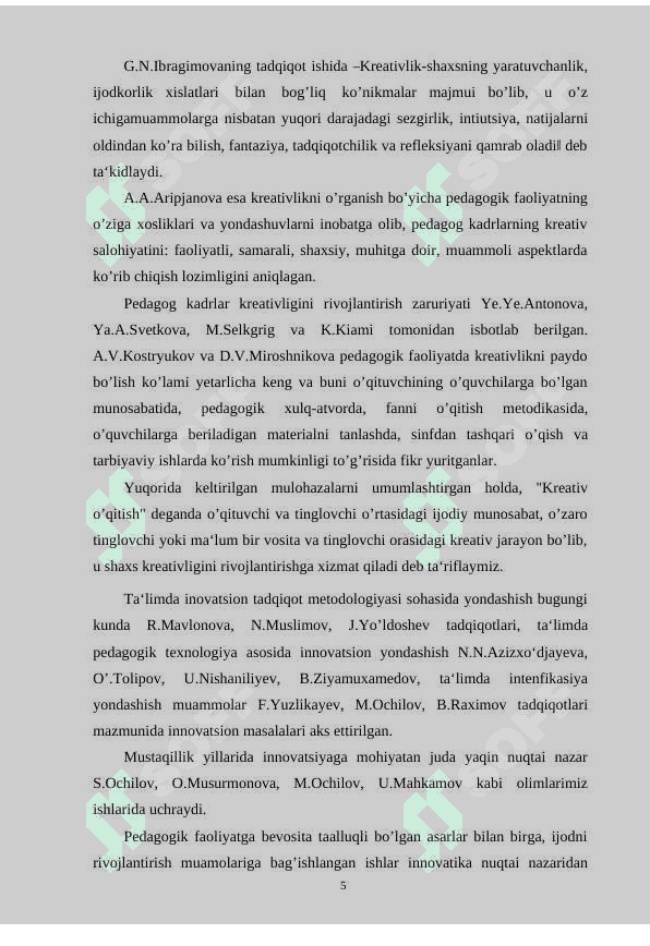 Texnologiyа tа’limi dаrslаridа o’quvchilаrni o’zlаshtirish fаolligini oshirishning innovаtsion metodologik vа pedаgogik аsoslаrini tаkomillаshtirish 5