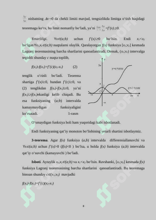 Funksiyani  to‘la tekshirish va grafigini yasash 8