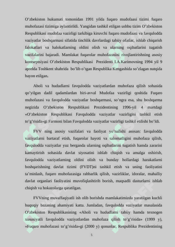 Fuqaro muhofazasining huquqiy asoslari fuqaro muhofazasi borasida 5