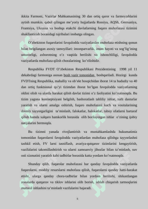 Fuqaro muhofazasining huquqiy asoslari fuqaro muhofazasi borasida 6