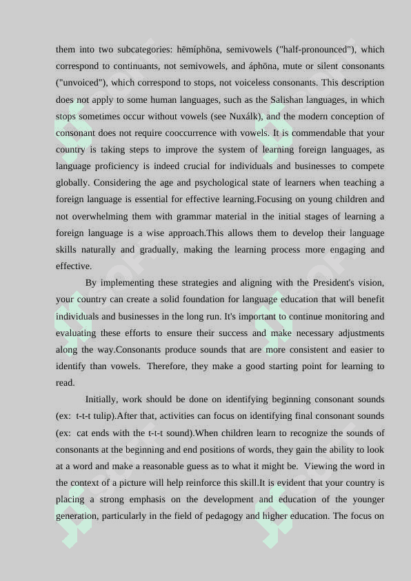 Consonants in the language being studied 3