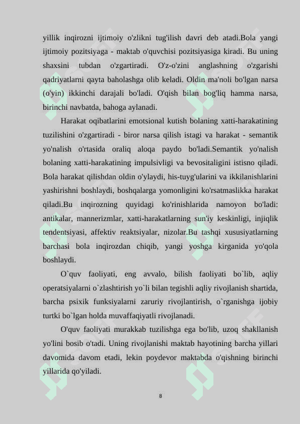 BOLA SHAXSINI RIVOJLANISH OMILLARI 8