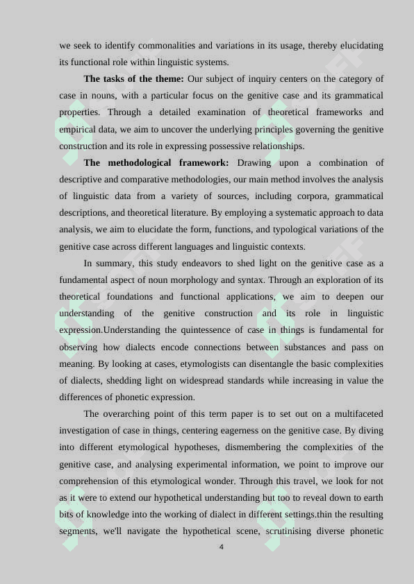 The category of case in nouns, different theories about the category of case.  The form of the genitive case and its application features 4