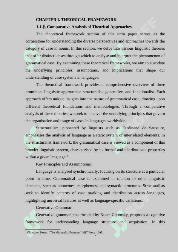 The category of case in nouns, different theories about the category of case.  The form of the genitive case and its application features 7