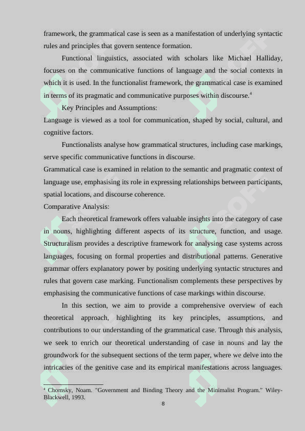 The category of case in nouns, different theories about the category of case.  The form of the genitive case and its application features 8