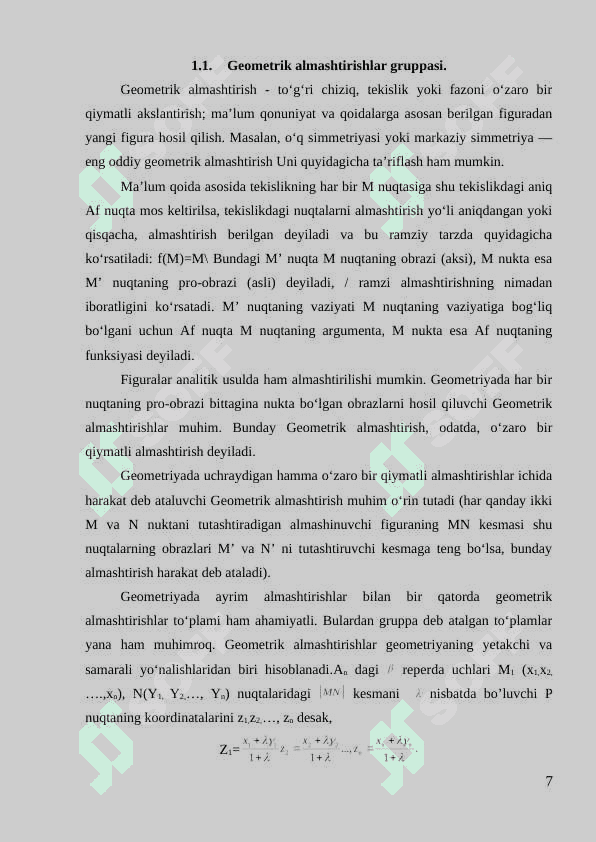 O’xshash almashtirish gruppasi va uning qism gruppasi 7