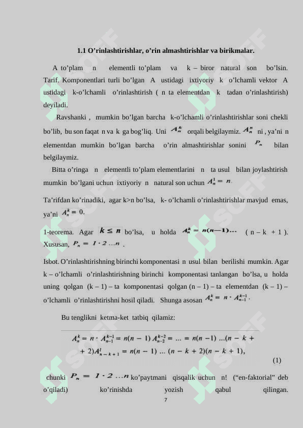 O’xshash almashtirish gruppasi va uning qism gruppasi 7