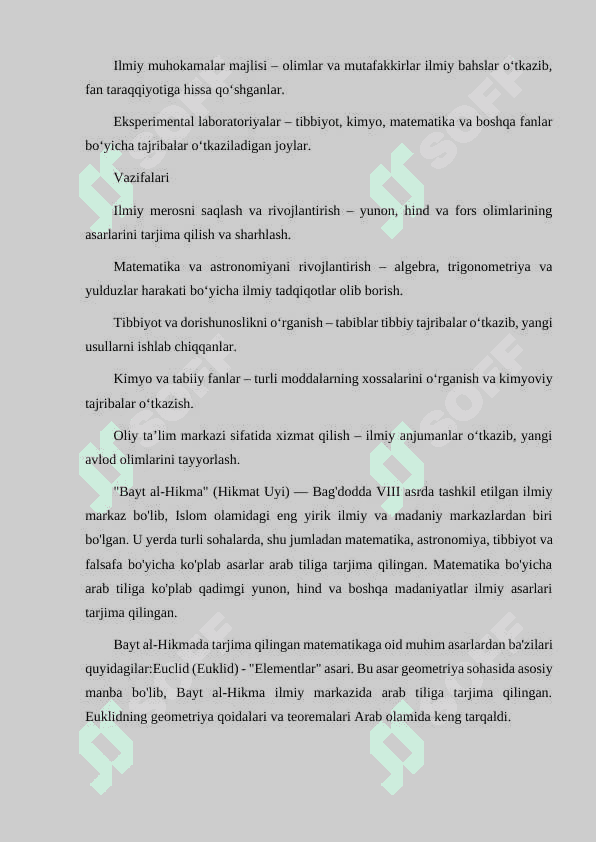 BAYT UL - HIKMA " NING TASHKIL TOPISHI TARKIBI VA VAZIFALARI 3