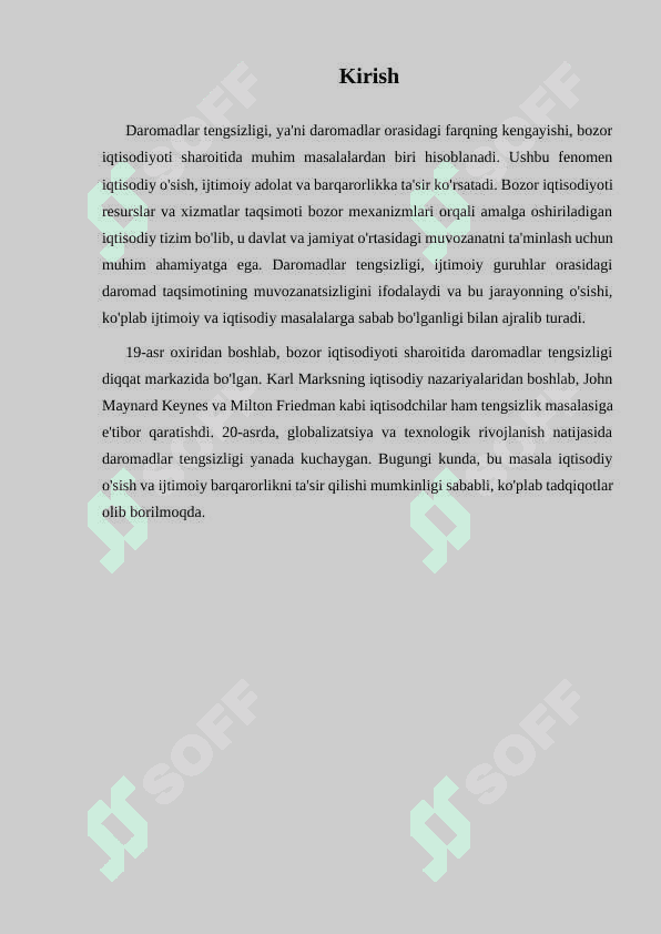 BOZOR IQTISODIYOTI SHAROITIDA DAROMADLAR 2