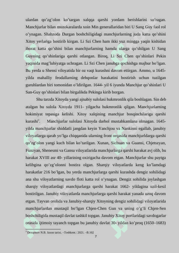 XVIII ASRLARDA OSIYO MAMLAKATLARI RIVOJLANISHINING ASOSIY XUSUSIYATLARI 7
